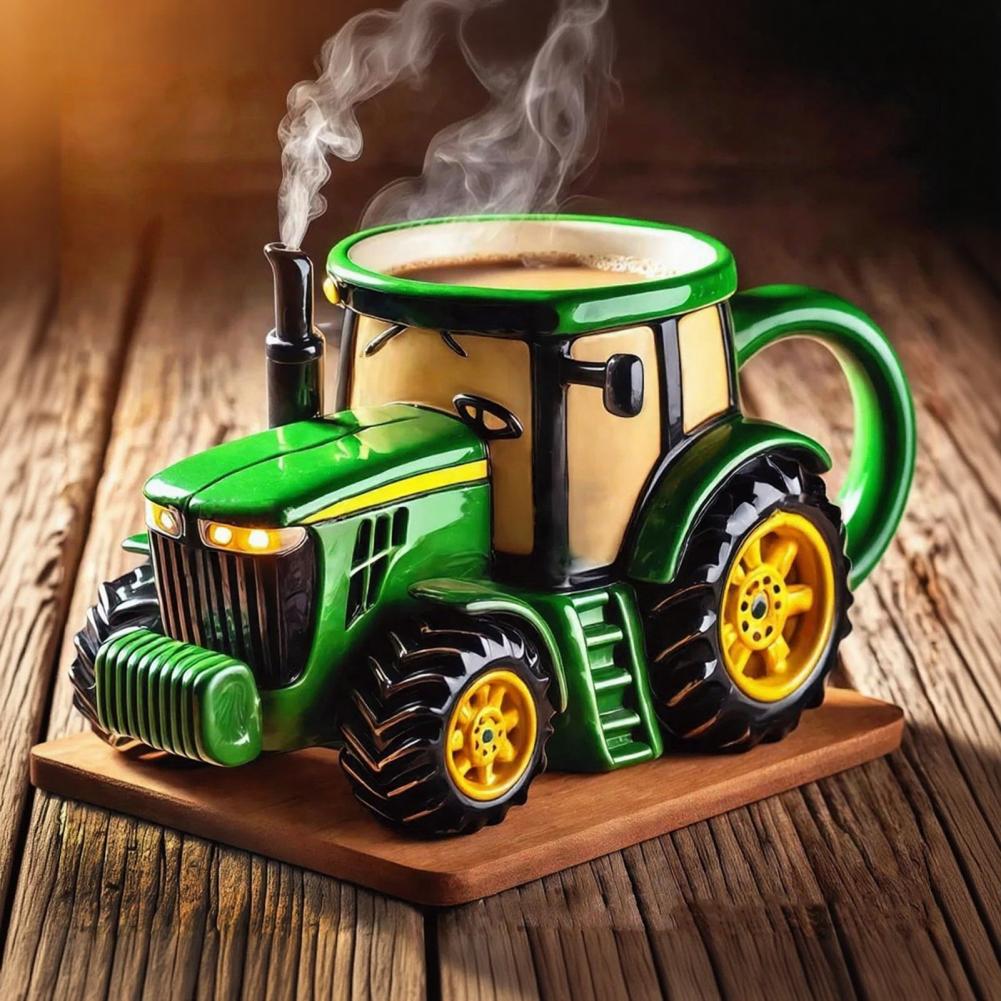 Coffee Equipment Gift - Handcrafted Tractor Coffee Mug 11 Ounces